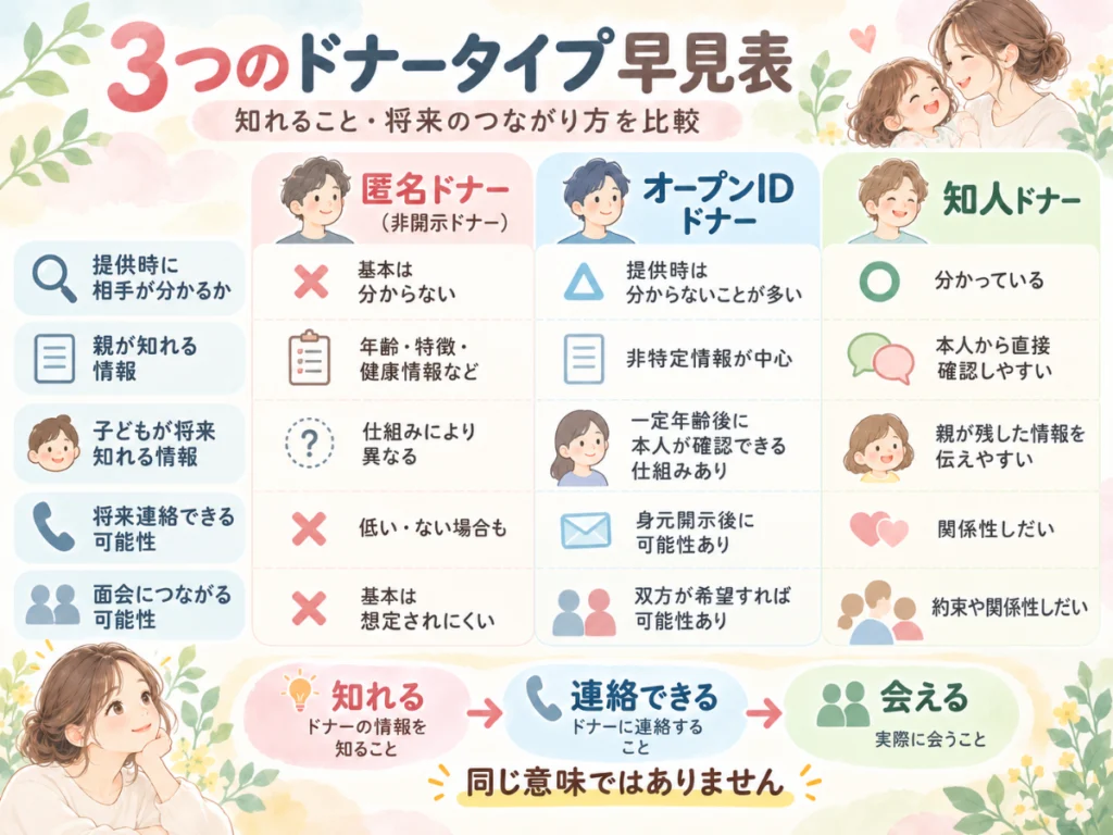 3つのドナータイプ早見表