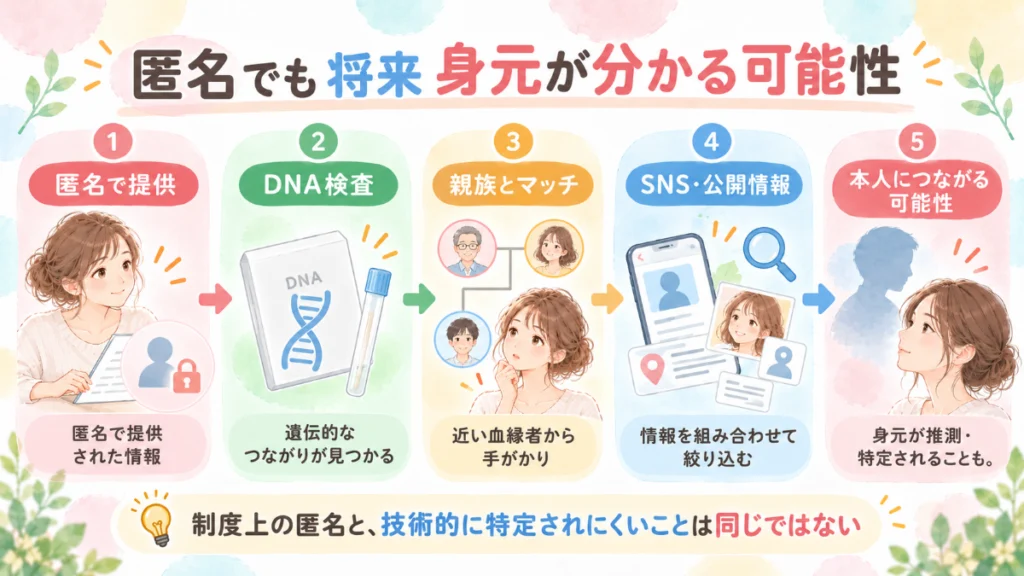 匿名でも将来身元がわかる可能性があります